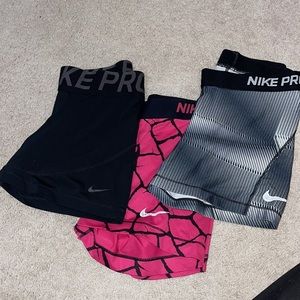 Set of 3 Nike Pro Spandex Shorts